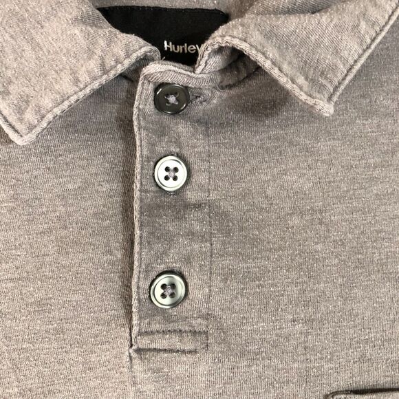 Hurley Shirt Mens Large Gray Solid Preppy Dad Golf Polo Normcore Pocket Logo - Picture 4 of 9
